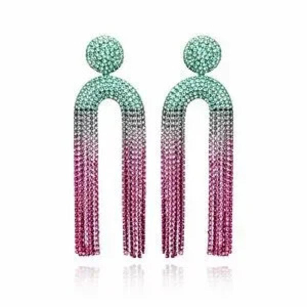 Elegant Spring Pink and Green Ombre Earrings